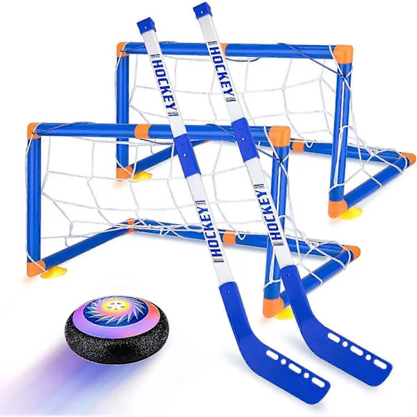 Hover Hockey Set för Barnleksaker, Hover Hockey Spel med 2 Mål LED Ljus Air Hover Boll, Roliga Familje Inomhus Hockey Presenter(yh)