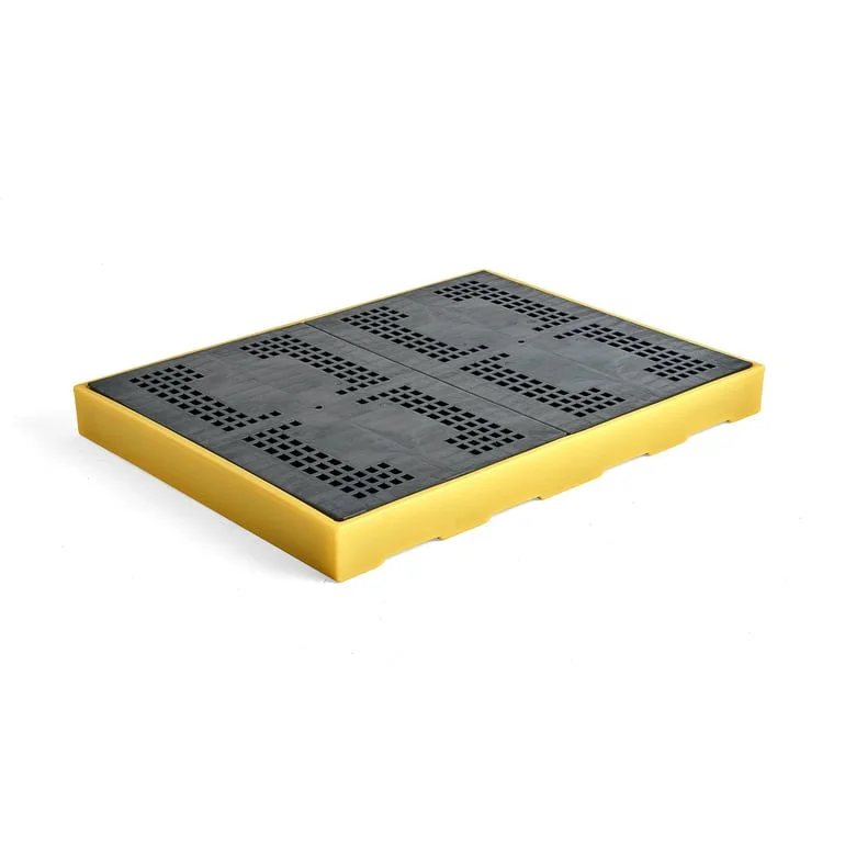 Plastic spill pallet, 4 drums, 150x1660x1260 mm