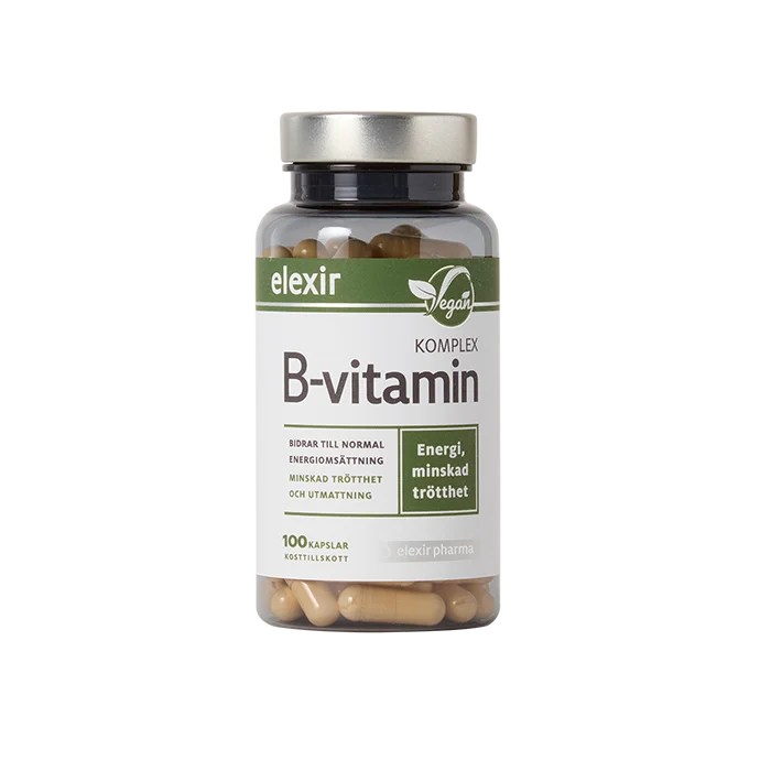 B-vitamin Elexir Pharma Vitamin B Complex Vegan 100 kapsler - Bodyman.dk