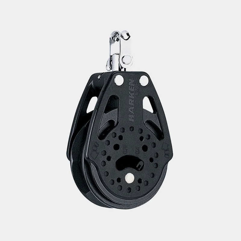 Bloque de trinquete simple con grillete Harken Carbo Air 57 mm, giratorio, con cojinetes deslizantes, adecuado para cabos Ø6 - 10 mm