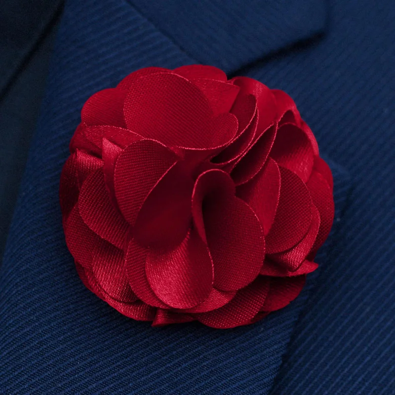 Luxurious Cherry-Red Lapel Flower for Men - Flower Lapel Pins