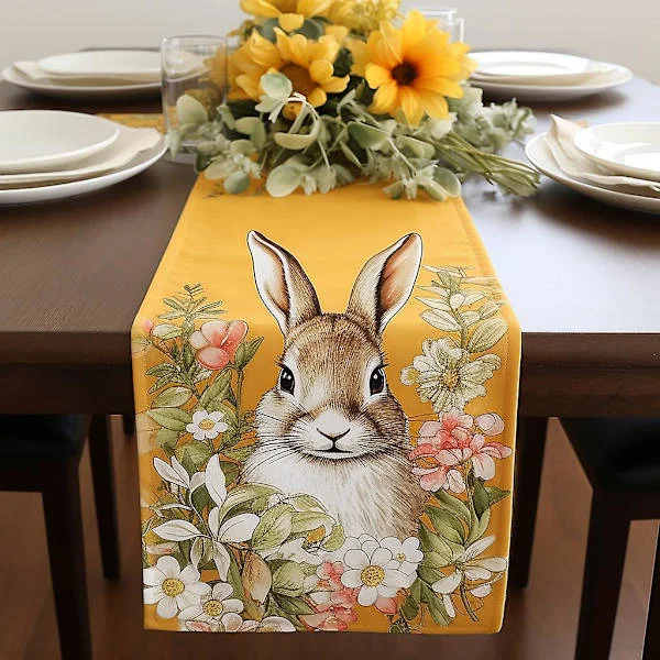 SL Pääsiäispupu koristeellinen luovasti painettu pöytäliina kangas keittiön eteisen pieni pöytäliina (33cm*230cm)