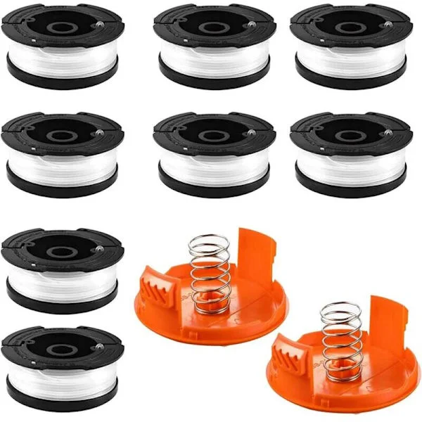 Trimmauslinjan kela Black & Decker -ruohonleikkureihin, kelat yhteensopivia Black & Decker AF-100:n kanssa, 8 leikkuulinjakelaa, joissa 2 kelan kantta