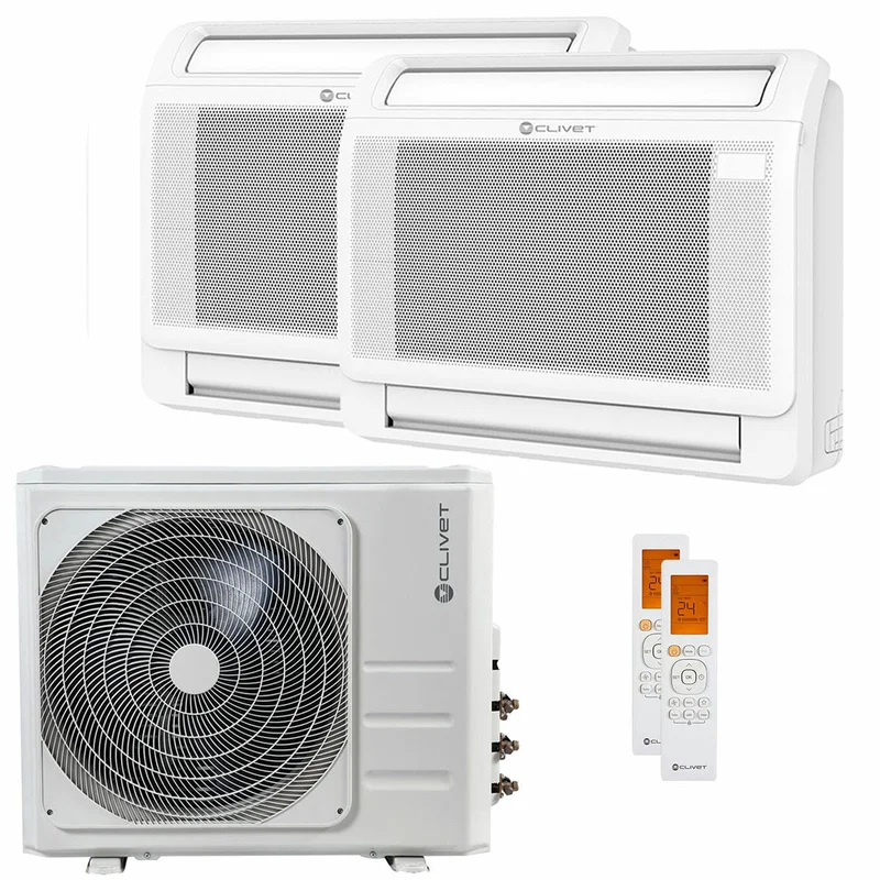 Condizionatore Clivet CONSOLE 3 dual split 18000+18000 BTU inverter A+ unità esterna 12.3 kW