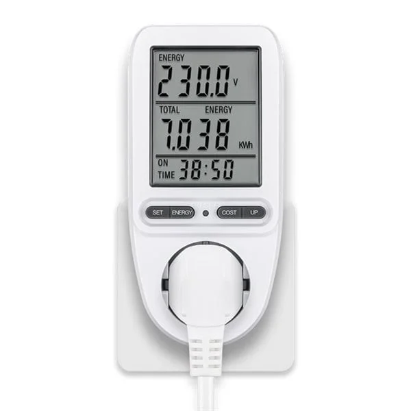 Sähkömittari seinäpistorasiaan / LCD Energiamittari sähkön mittaukseen