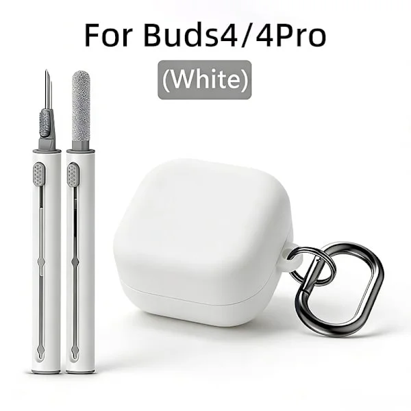 Fodral för Samsung Galaxy Buds 4 / Buds 4 Pro, silikonfodral, med rengöringskit och karbinhake
