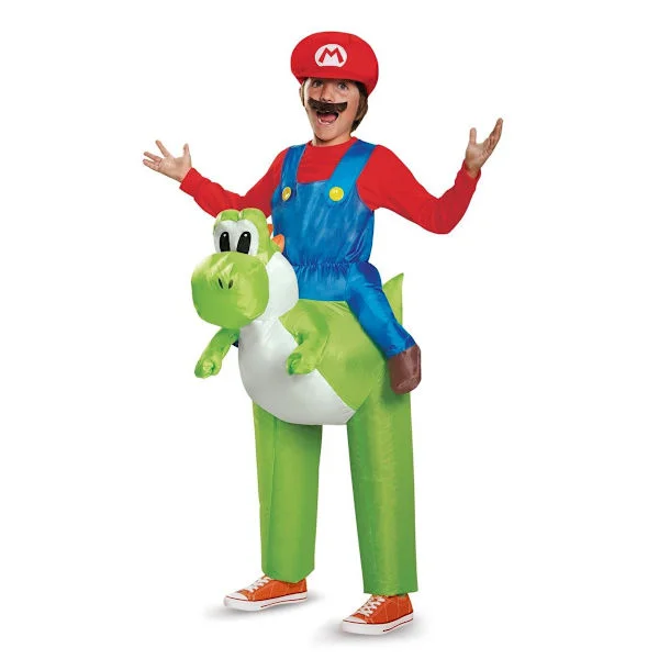 Super Mario Oppblåsbar Kostyme, Mario Rir På Yoshi Barn One Size_tfrf 1