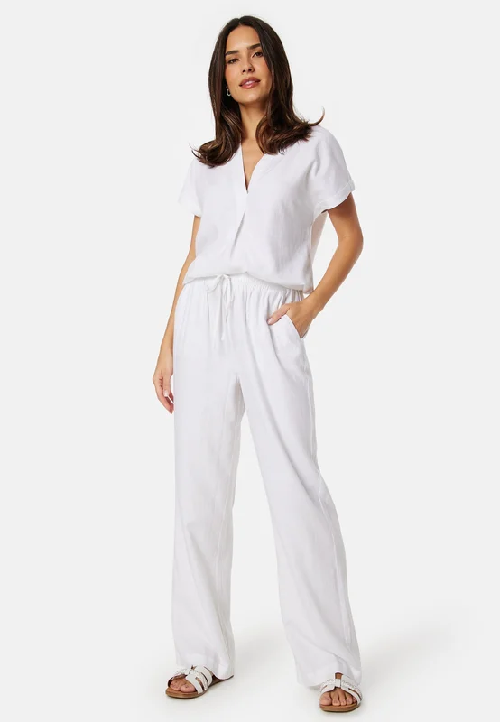 BUBBLEROOM - Linen Blend Trousers - White