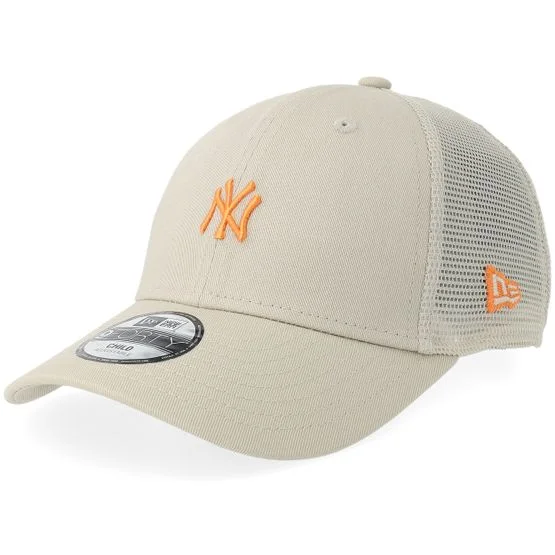 New Era - MLB Beige trucker Cap - Kids New York Yankees Homefield Stone/Orange Trucker @ Hatstore