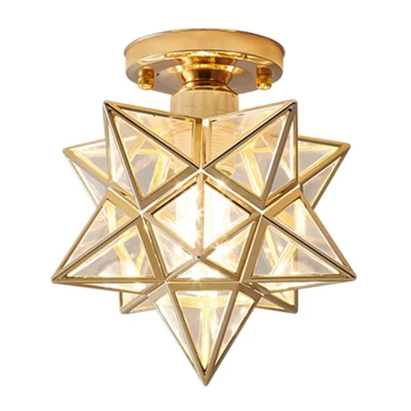 Taklampe Femspiss stjerne Taklampe Gang Balkong Små lamper Jernkunst Lampe Lysekroner Golden A