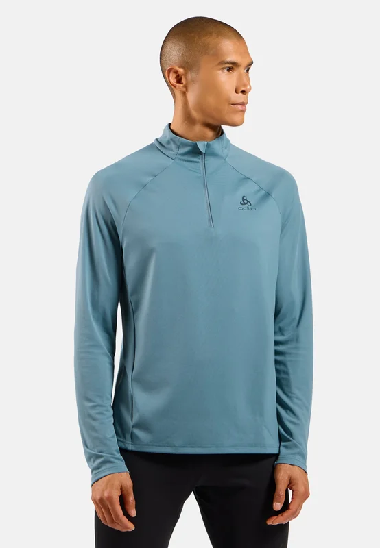 Odlo Men's Essential Ceramiwarm Running Half-Zip Mid Layer, XXL, blue