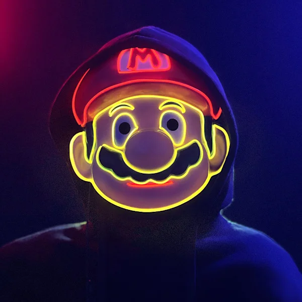 Super Mary Mario Halloween Maske Lys Maske, Skræmmende Halloween Kostume Tilbehør til Drenge, Cosplay Halloween Kostume Maskerade Fest Karneval, Gaver