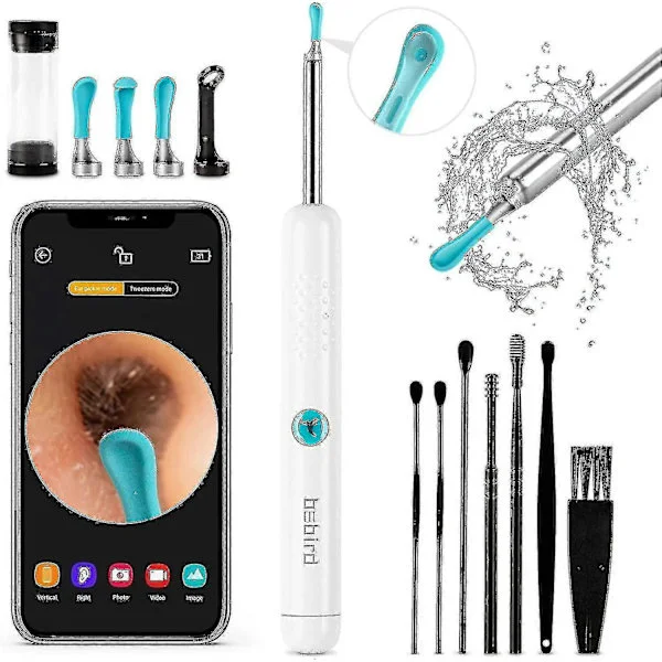 Ear Wax Removal Camera, Upgraded Wireless Otoscope with 1080p HD Waterproof Ear Camera and Anti-Fall Tips (White)