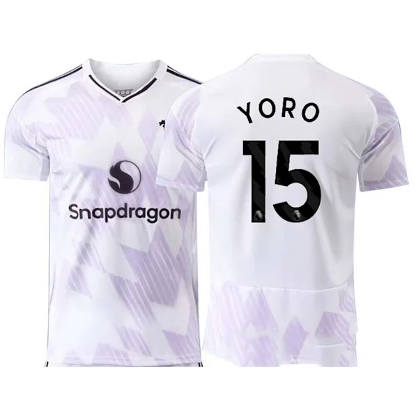 25-26 Manchester United F.C. Bortedrakt Hvit NO.15 YORO Fotballklubb Bortedrakt Fotball T-skjorte S-2XL