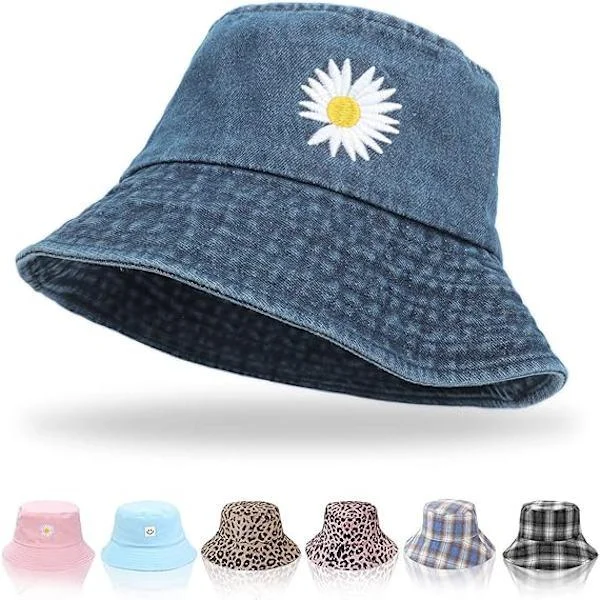 Fishing Hats Women - Reversible Cotton Summer Sun Hats Foldable Fishing Hat for Travel Beach Hiking