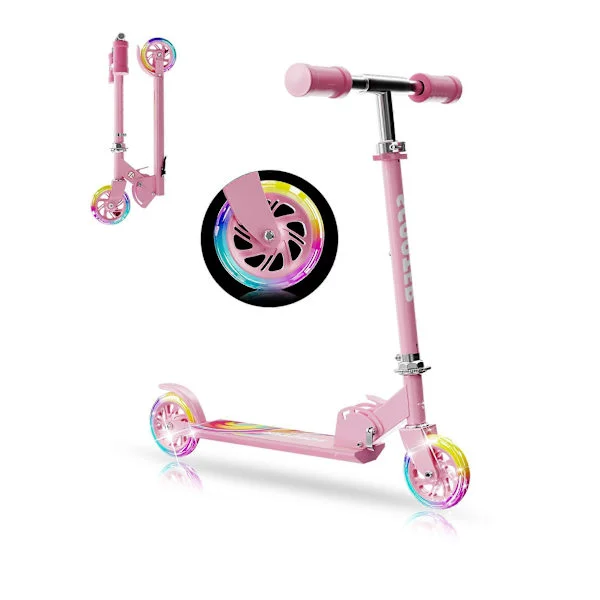 [KK] Scooter för barn i åldrarna 3-12 år, 2-hjulig sparkcykel för barn med LED-belysning, 3 justerbara nivåer