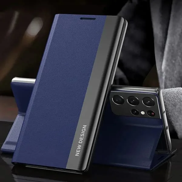 Lyxigt Läder Flip Fodral För Samsung Galaxy S25 S24 S23 S22 S21 S20 Ultra Plus S25 Edge S23 S21 S24 FE Note 20 Ultra Ställ