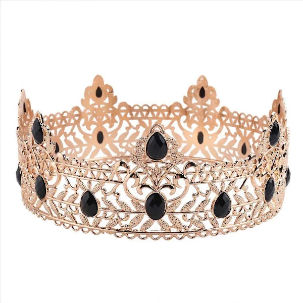 Kungakrona för män, födelsedagskronor för män pojkar Vintage kunglig krona med svarta strass