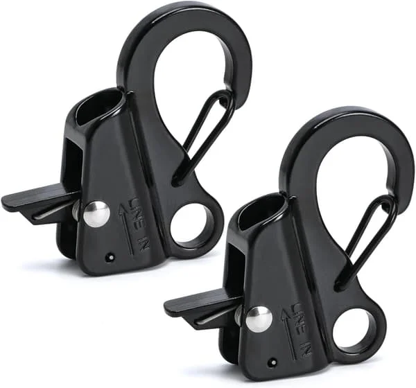 Sort rustfrit stål justerbar linjelængde glidende rebkrog båd yacht quick release klips båd fender til båd docking