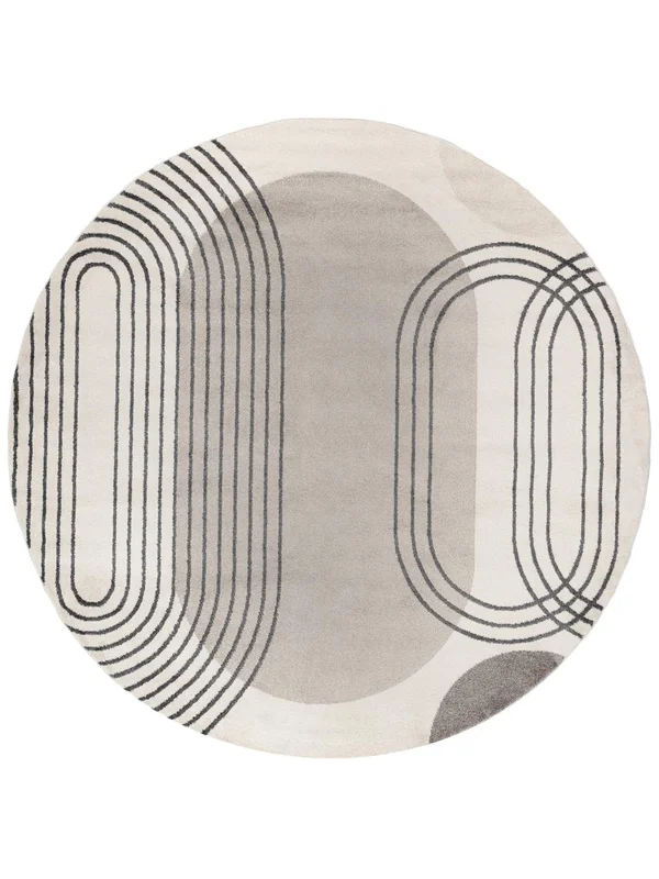 Amphi Ø 240 Large Grey/Taupe Brown Geometric Round Rug
