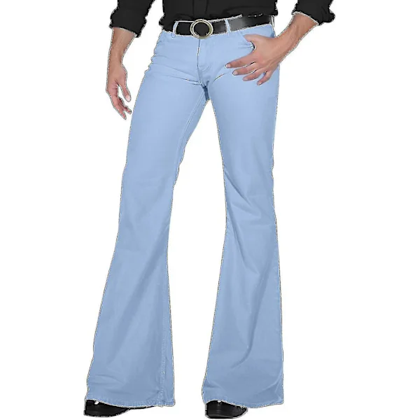 70'er Disco Bukser til Mænd Herre Bell Bottom Jeans Bukser 60'er 70'er Bell Bottoms Vintage Denim Bukser Jeans til Mænd