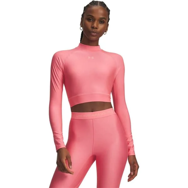 Under Armour Dam HeatGear Mock Neck Crop Top 16 UK Rosa