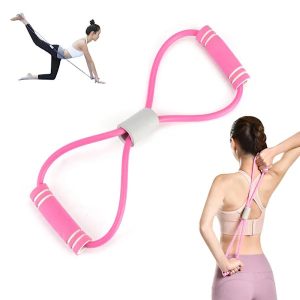 Figur 8 Motståndsband med Handtag Bröstexpander Yoga Gym Fitness Dragrep Figur 8 Elastiskt Band för Arm Axel Stretching Styrketräning