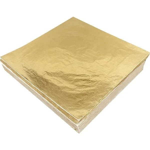 200 Sheets Imitation Gold Leaf 14 x 14 cm Gold Foil for Arts, Gilding Crafts Decoration Paintings Home Decor (Gold, 200 Sheets)