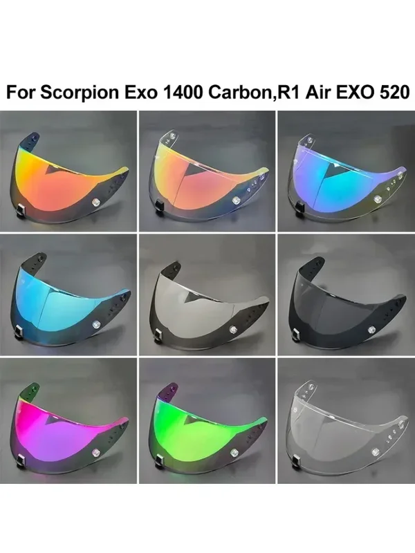 AliExpress - Visière de casque pour Scorpion Exo 1400 carbone, R1 et EXO 520 391, visière de casque de moto plaquée, lentille de Protection Uv, 