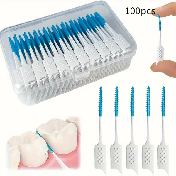 Mintsmaak Interdentalborstar 100 st Mjuka Gel Mini Tandtrådsbyglar för Plackborttagning