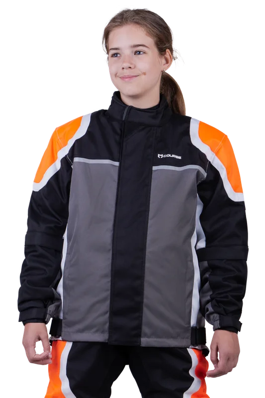 Course Two Seasons 2.0 MC-Jacka Barn Svart/Orange 160