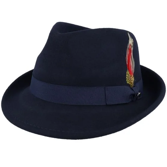 Jaxon & James - Blå trilby Hatt - Detroit Hat Navy Blue Trilby @ Hatstore