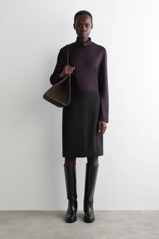 COS Women's Top In Jersey Con Collo Alto in Viola