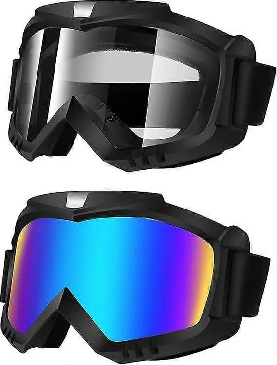 Motocross Briller, Motorcykel Briller 2 Pak ATV Briller Cykling Briller Ski Briller Vindtætte Briller Racing Briller