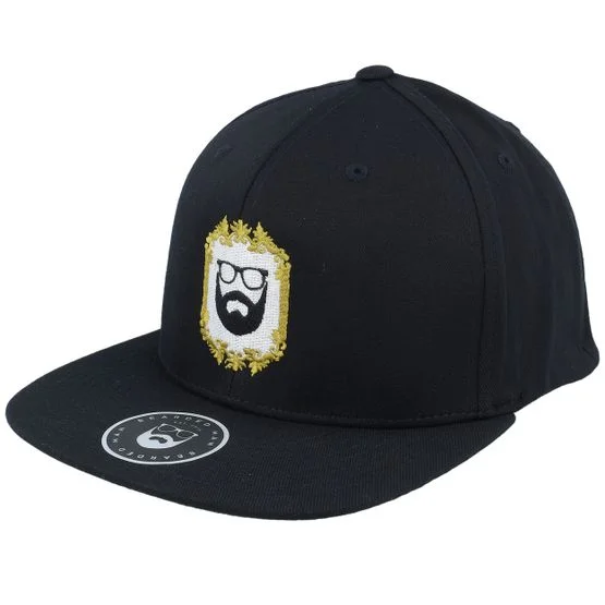 Bearded Man - Svart fitted Caps - Classic Gold Frame Black Fitted @ Hatstore