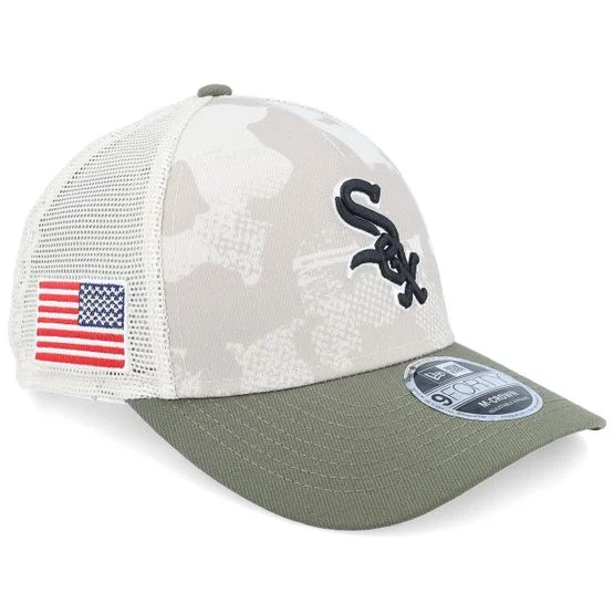 New Era - MLB Camo trucker Caps - Chicago White Sox MLB Armed Forces Day 9FORTY Stone/Olive A-Frame Trucker @ Hatstore