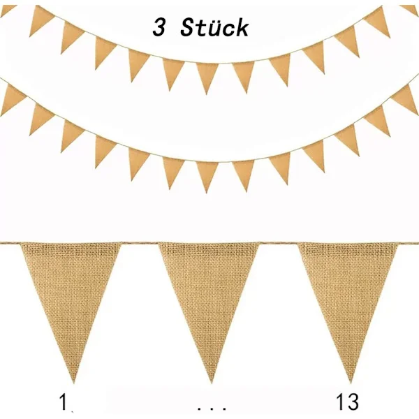 Vimpel Kæde Vimpel Girlande Vintage Jute Vimpel Banner Imitation Linned Hessian Girlande Rustik Dekoration til Fødselsdagsfest Bryllup