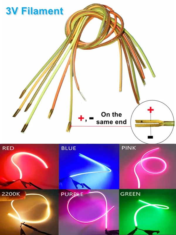 AliExpress - 5 pièces/paquet 3V LED même fin Filament Flexible Ultra mince spirale ampoule rétro Edison ampoule lampe pièces Diode éclairage bande 
