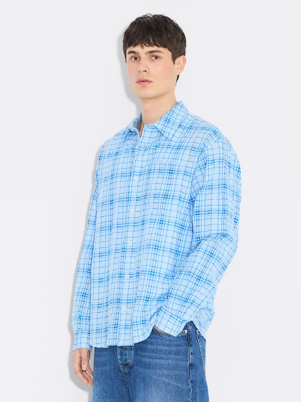 Holzweiler Regular-Fit Check Shirt - Blue Check - Men's - Large