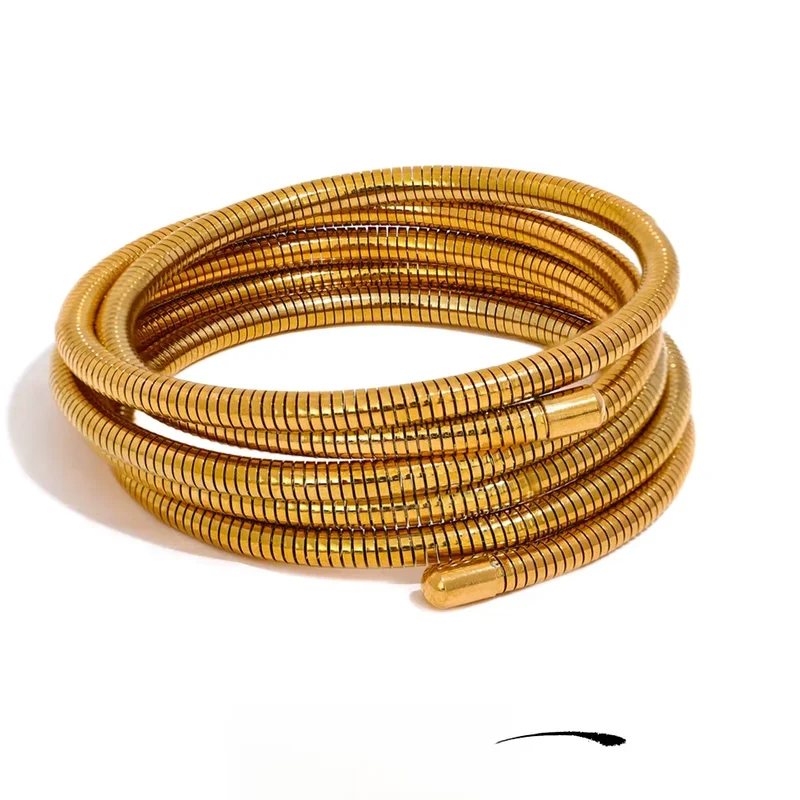AliExpress - Yhpup acier inoxydable empilable multicouche Wrap bras Bracelet Bracelet métal élastique imperméable mode unisexe bijoux hommes femmes