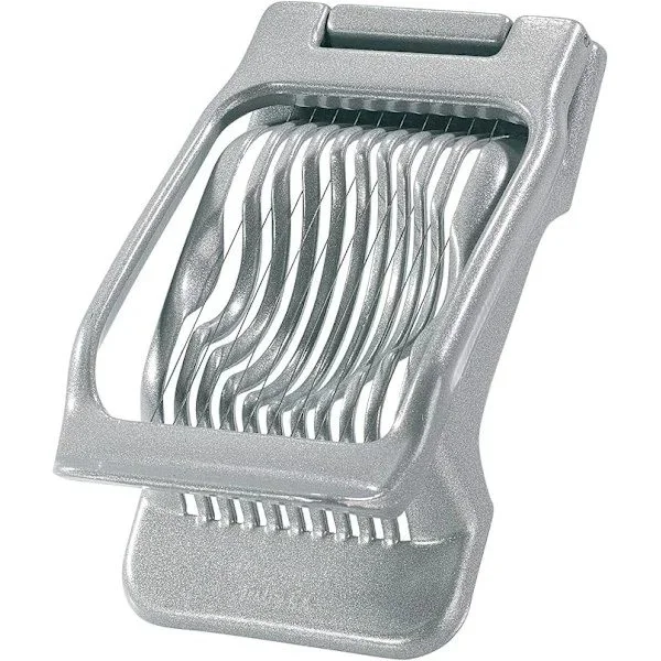 Æggeskærer med klinger i rustfrit stål, aluminiumsskærer til runde eller ovale skiver, til små og store æg, grå
