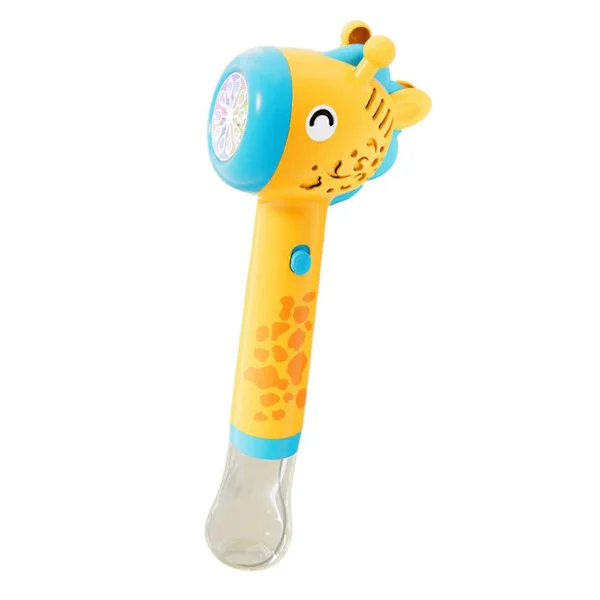 Elektrisk Giraff Boblemaskin med Lys 10 Hull Tegneserie Dyr Barn Håndholdt Automatisk Bobleblåser Maskin Leke Gutter Jenter Bursdag (FMY)
