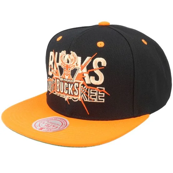 Mitchell & Ness - Negro snapback Gorra - Milwaukee Bucks Shattered Black/Orange Snapback @ Hatstore