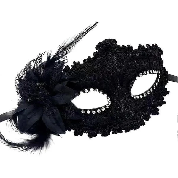 Fantastisk maskerad spets ögonmask Halloween fest sexig maskeradklänning, CJY Svart