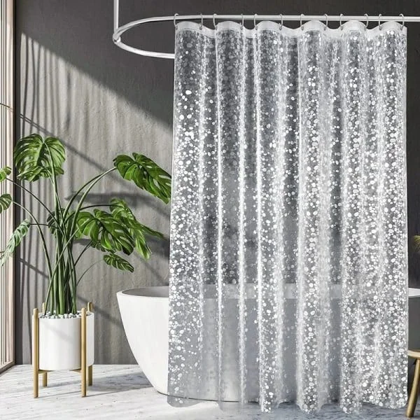 Moderne dusjforheng 3D muggbestandig baderomsgardin med krok vanntette dusjvegger transparent baderomsinnredning hvit B180xH180cm B180xH180cm
