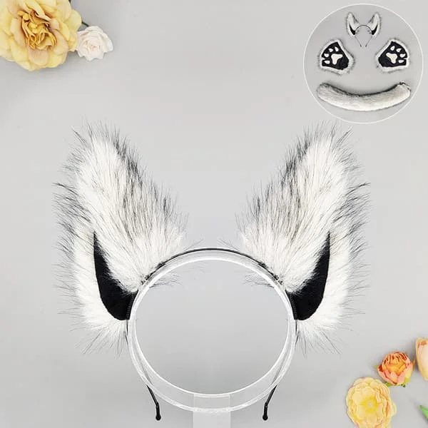 Halloween vevd dans varulv dyreøre hode dekorasjon kostyme rekvisitter ulveøre pannebånd dyreklo hansker ulvehale kostyme_tfrf