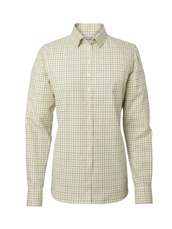 Chevalier Dollis Skyting Passform Ull Skjorte Dame Beige-rutete