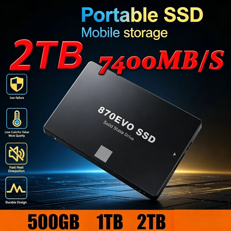 AliExpress - Hochgeschwindigkeits-870-EVO-SSD 1 TB 2 TB 4 TB SATA3 2,5 Zoll interne Solid-State-Festplatte als Ersatz für Desktop-Computer, 