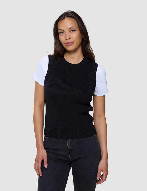 Shaping New Tomorrow - Dam - Fine Knit Rib Vest - Black - Storlek XS