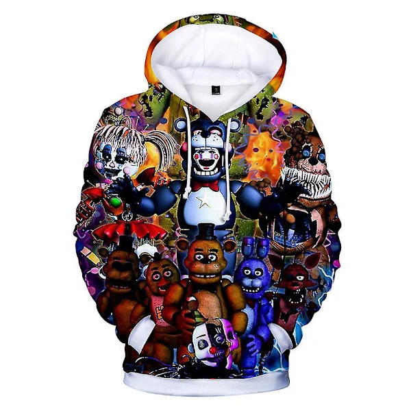 Five Nights At Freddy's 3D Digitaltryck Vardagliga Huvtröjor Barn Unisex Fnaf Huvtröja Tröja Jumper Toppar